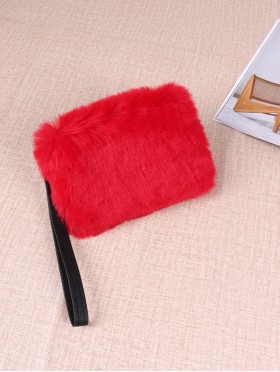 Rectangular Plush Purse W/ Strap